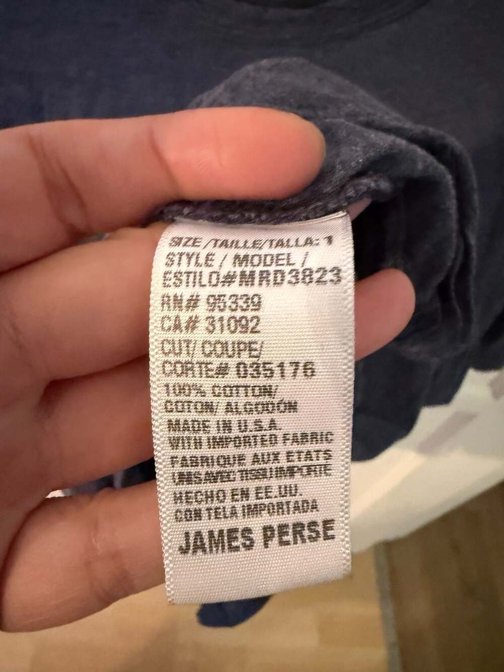 James Perse Los Angeles Men's Crewneck T-Shirt in Heathered Navy - Picture 3 of 4